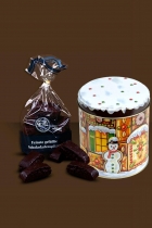 feinste original Pulsnitzer Schokoladenspitzen mit Runddose - Pfefferkuchenmotiv