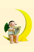 Details-großer Engel von Wendt & Kühn - mit Harfe im Mond - groß