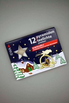 12 Pyramidenteelichter Premium weiss in Metallhülle