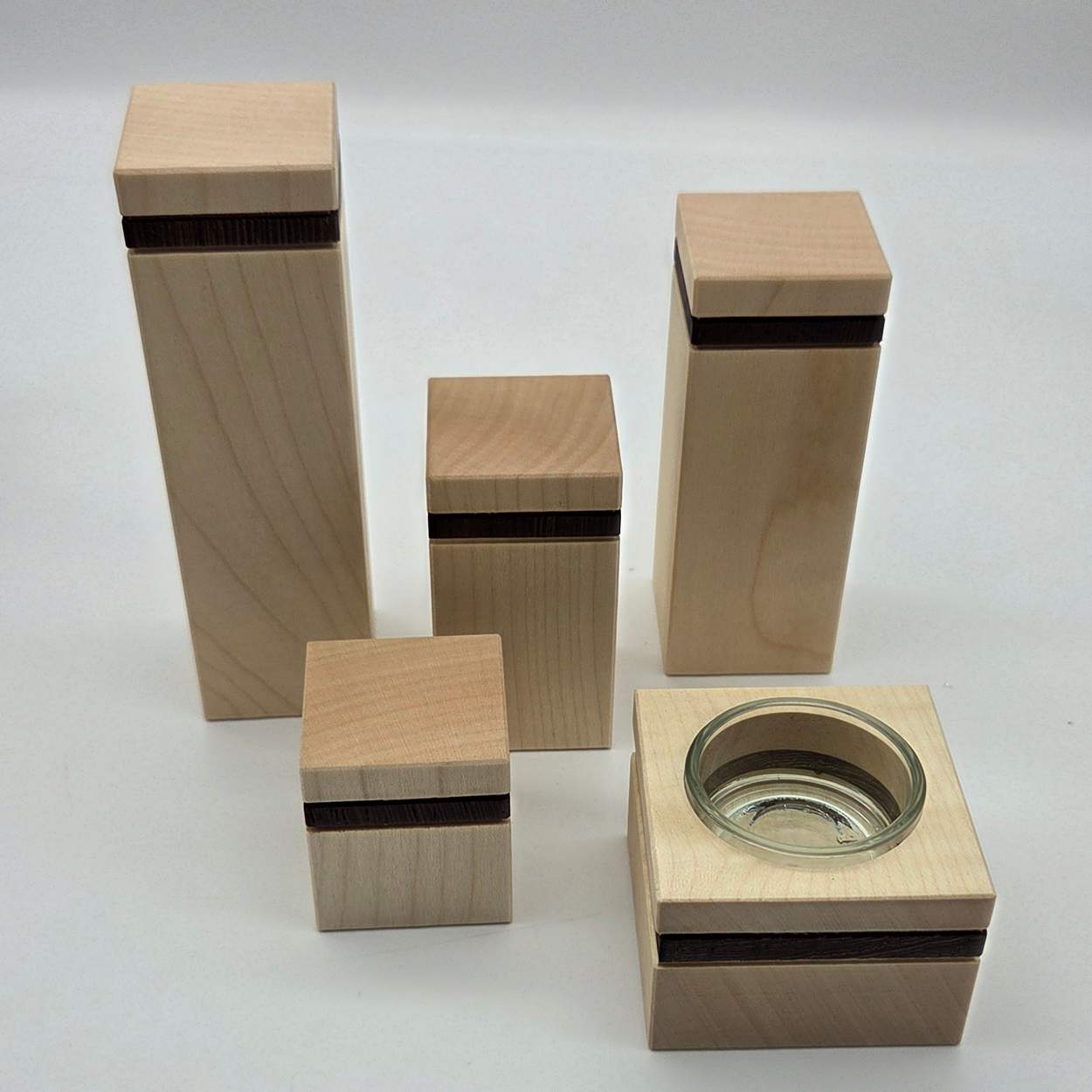 Teelichtleuchter - Ahorn mit Wenge