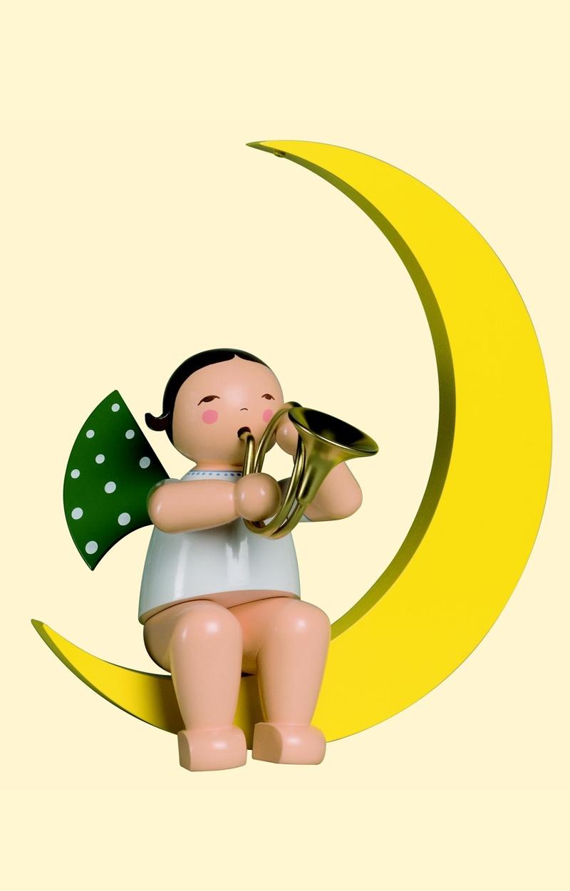 großer Engel von Wendt & Kühn - mit Waldhorn im Mond - groß großer Engel von Wendt & Kühn - mit Waldhorn im Mond - groß