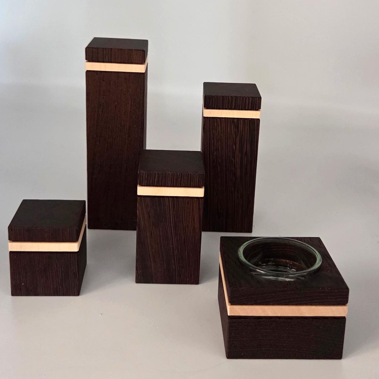 Teelichtleuchter - Wenge mit Ahorn