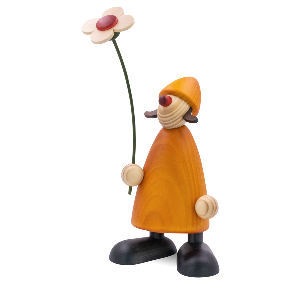 Gratulantin Susi stehend mit Blume, groß, gelb