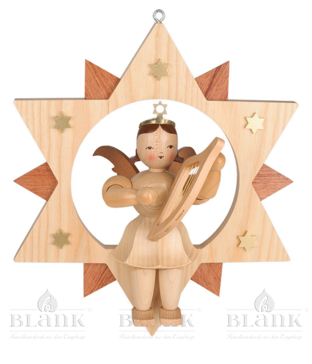 Faltenrockengel im Stern mit Leier - 28 cm - natur - ESM 007 Faltenrockengel im Stern mit Leier - 28 cm - natur - ESM 007