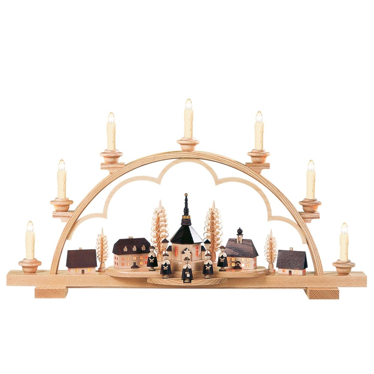 Schwibbogen Seiffner Dorf, komplett elektr. beleuchtet - 65 cm