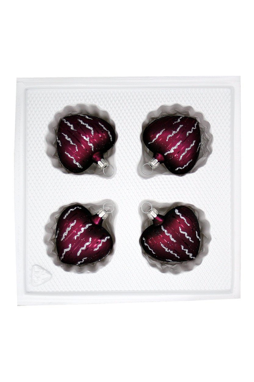 4 Herzen , 5 cm aubergine