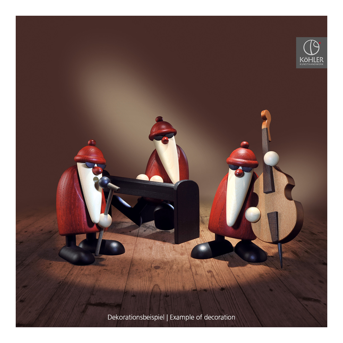 Weihnachtsmann am Piano, schwarz