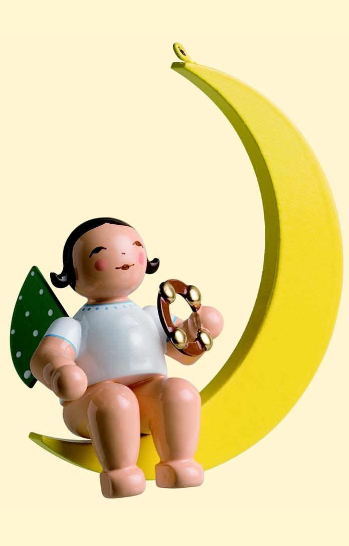 Wendt&Kühn Christbaumengel - Grünhainichener Engel® mit Schellenring im Mond Wendt&Kühn Christbaumengel - Grünhainichener Engel® mit Schellenring im Mond