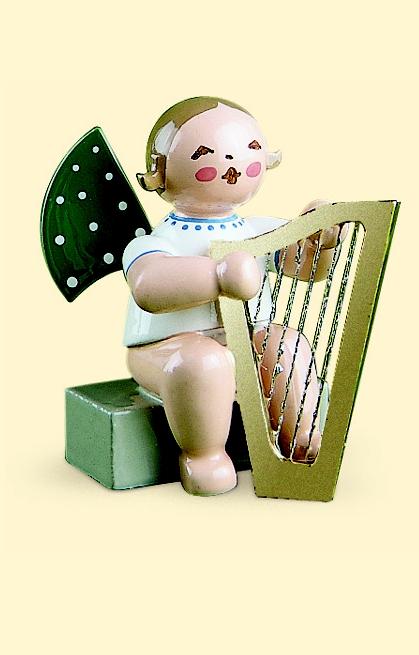 Grünhainichener Engel® 14a Harfe - sitzend, Wendt & Kühn