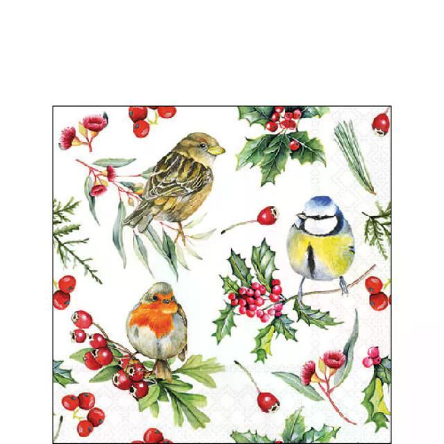 Cocktailservietten - Vögel im Winter