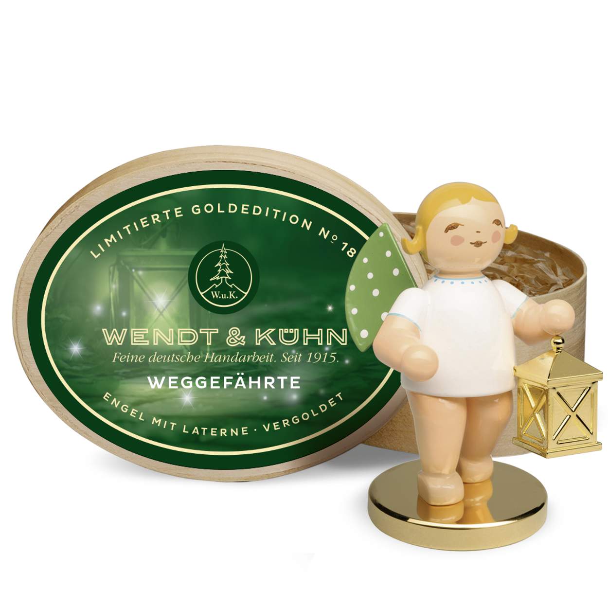 Der Weggefährte - limitierte Goldedition No. 18 - Grünhainichener Engel mit Laterne - Wendt und Kühn 2025