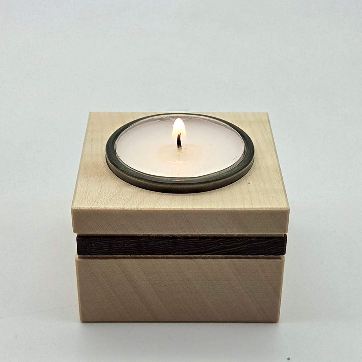 Teelichtleuchter - Ahorn mit Wenge