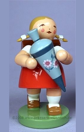 Schulkind Wendt & Kühn - Mädchen mit Zöpfen und Zuckertüte Schulkind Wendt & Kühn - Mädchen mit Zöpfen und Zuckertüte