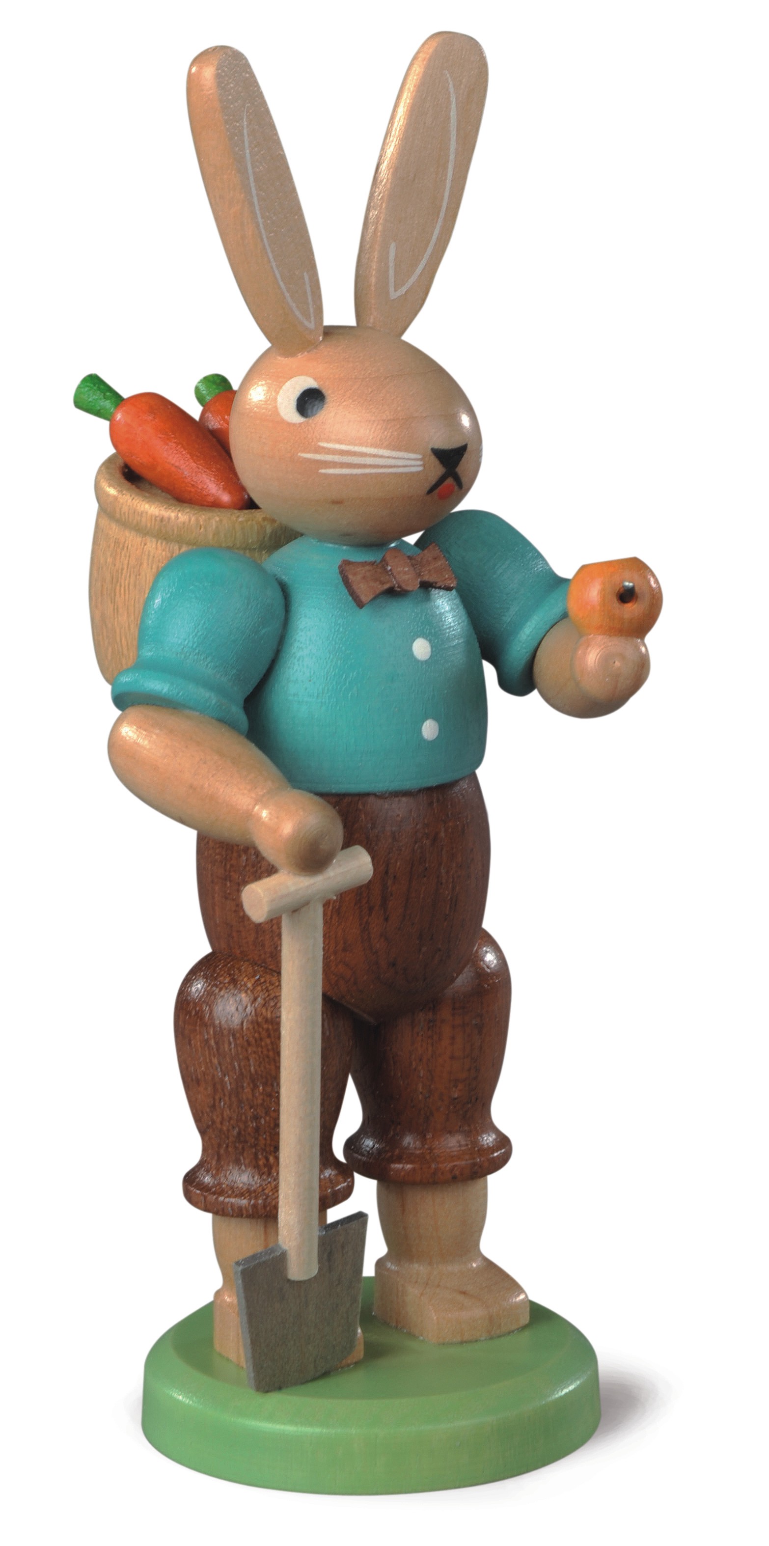 Hasengärtner mit Spaten - farbig lasiert