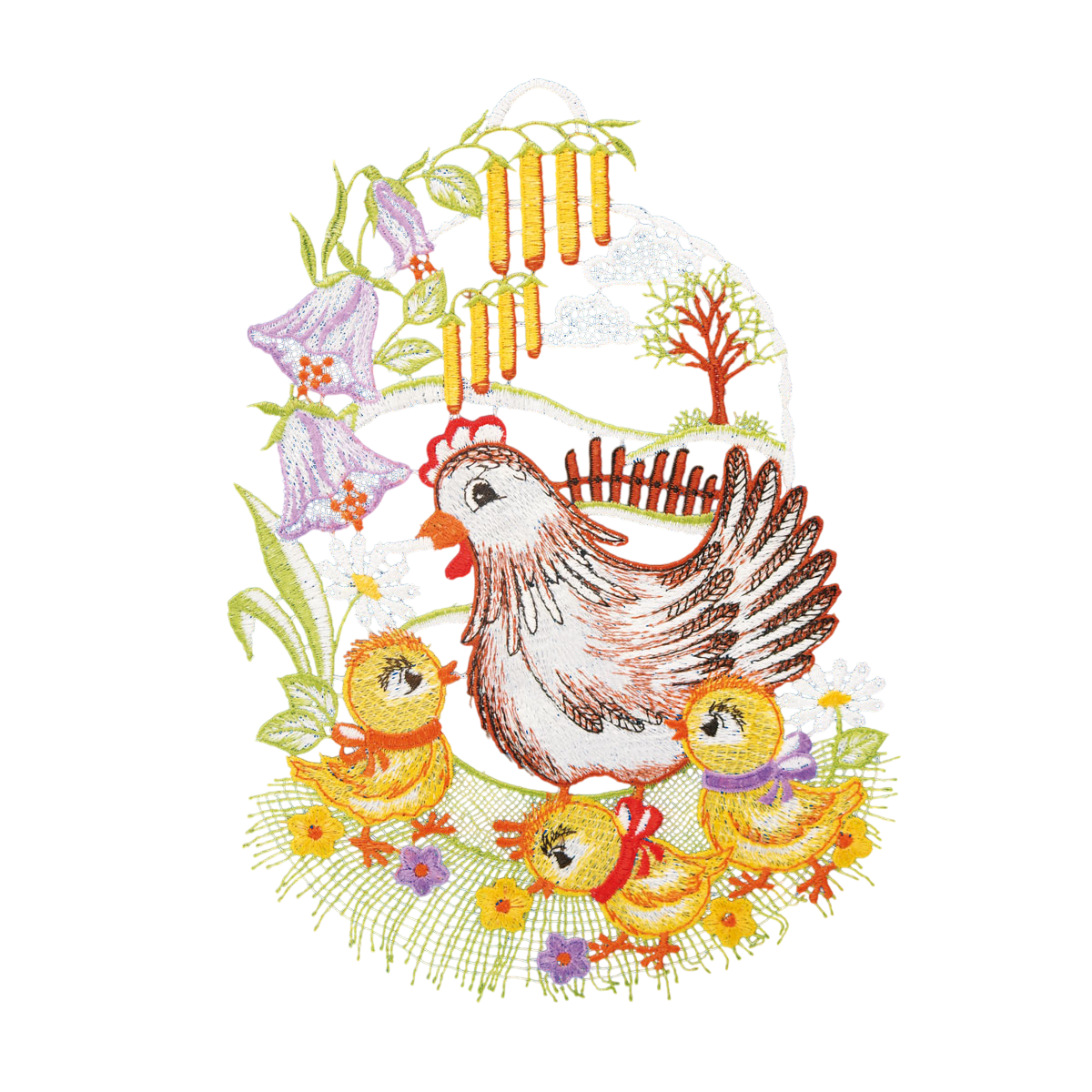 Fensterbild Familie Huhn - Plauener Spitze