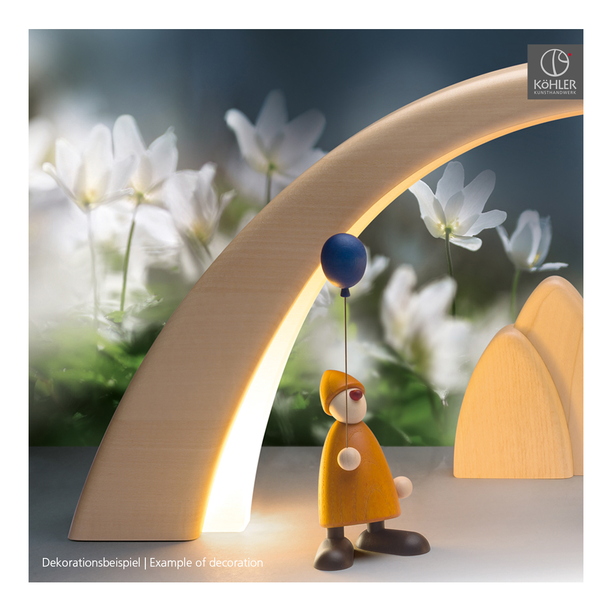 LED LichtBogen, Lindenholz, natur