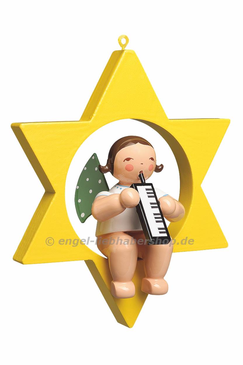 Christbaumengel - Grünhainichener Engel® von Wendt und Kühn - mit Melodika im Stern Christbaumengel - Grünhainichener Engel® von Wendt und Kühn - mit Melodika im Stern