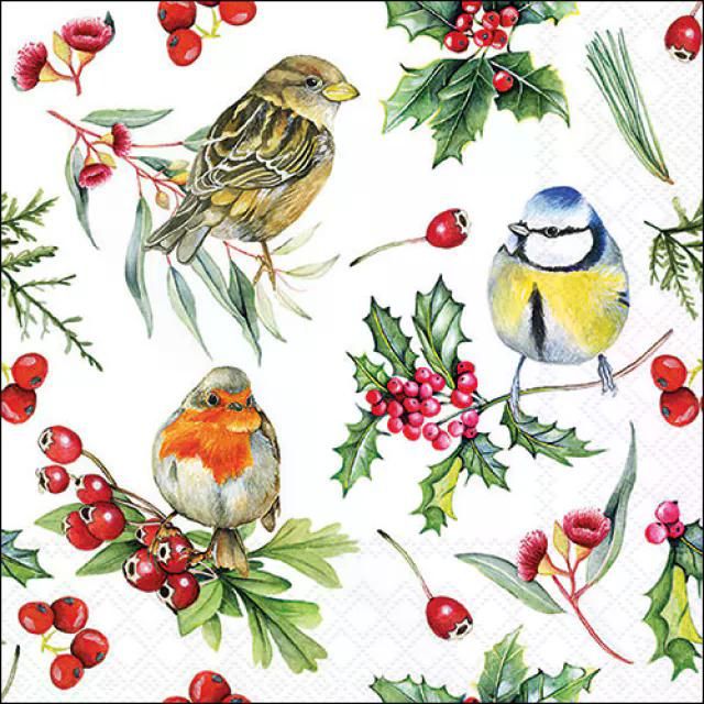 Lunchservietten - Vögel im Winter
