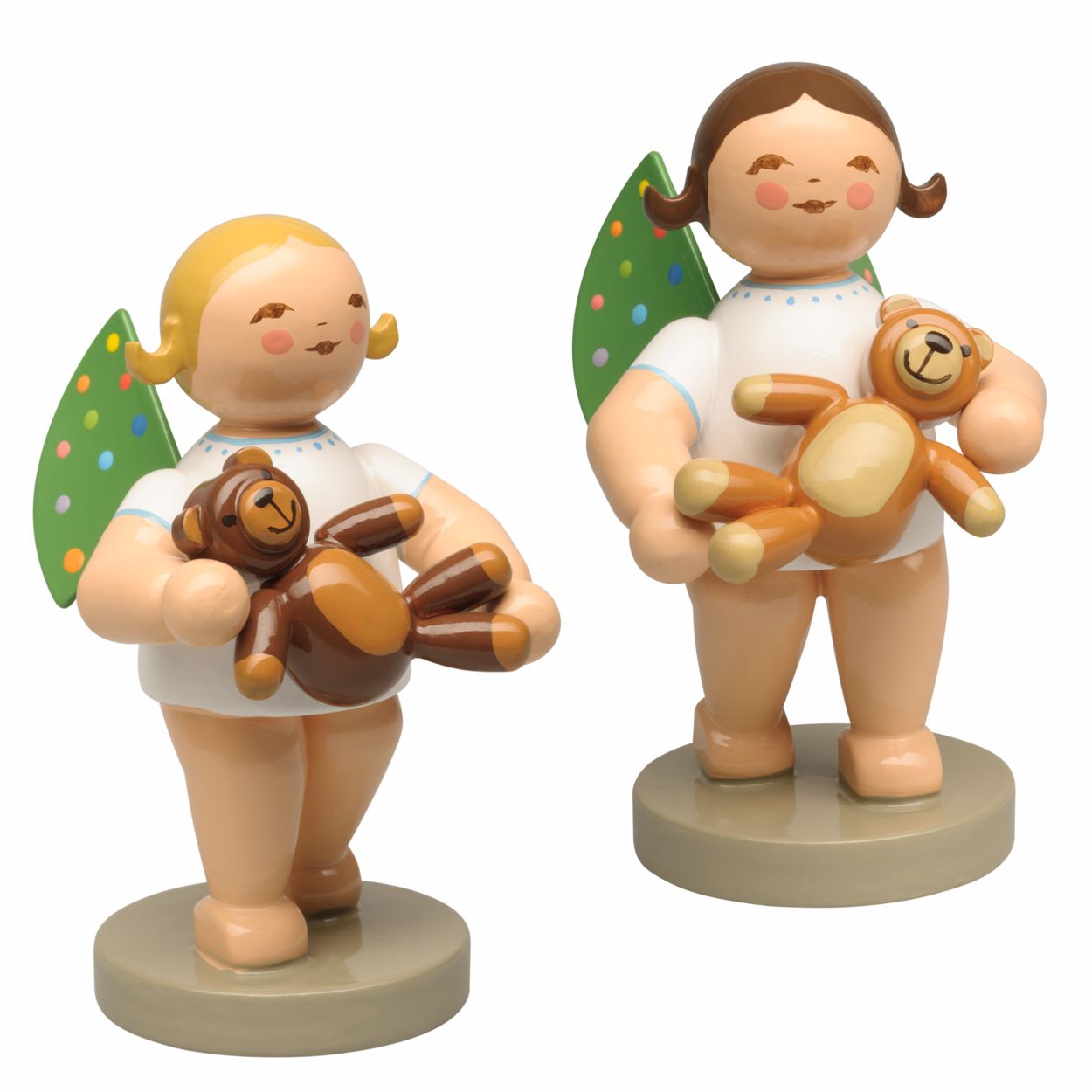 Engel mit bunten Flügelpunkten und Teddy - Haarfarbe egal
