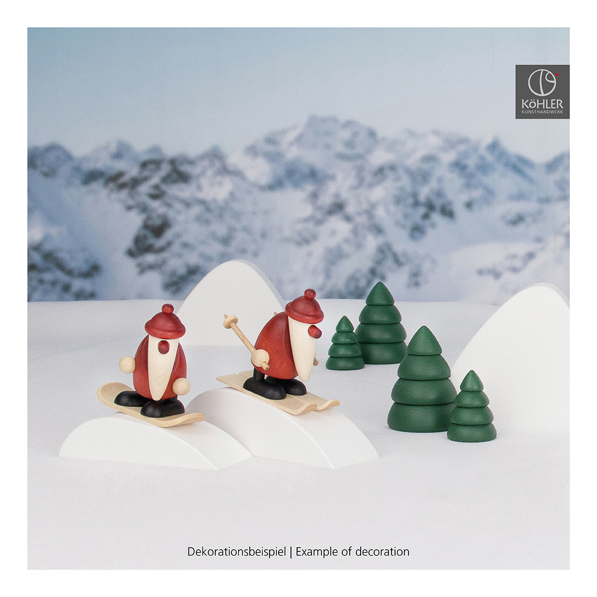 Winterlandschaft 1 mit zwei halben grünen Bäumen