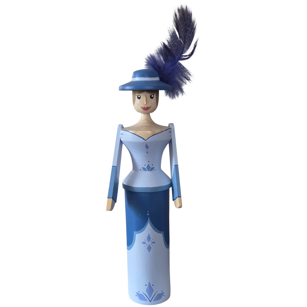 Klapperpuppe - bemalt - hellblau