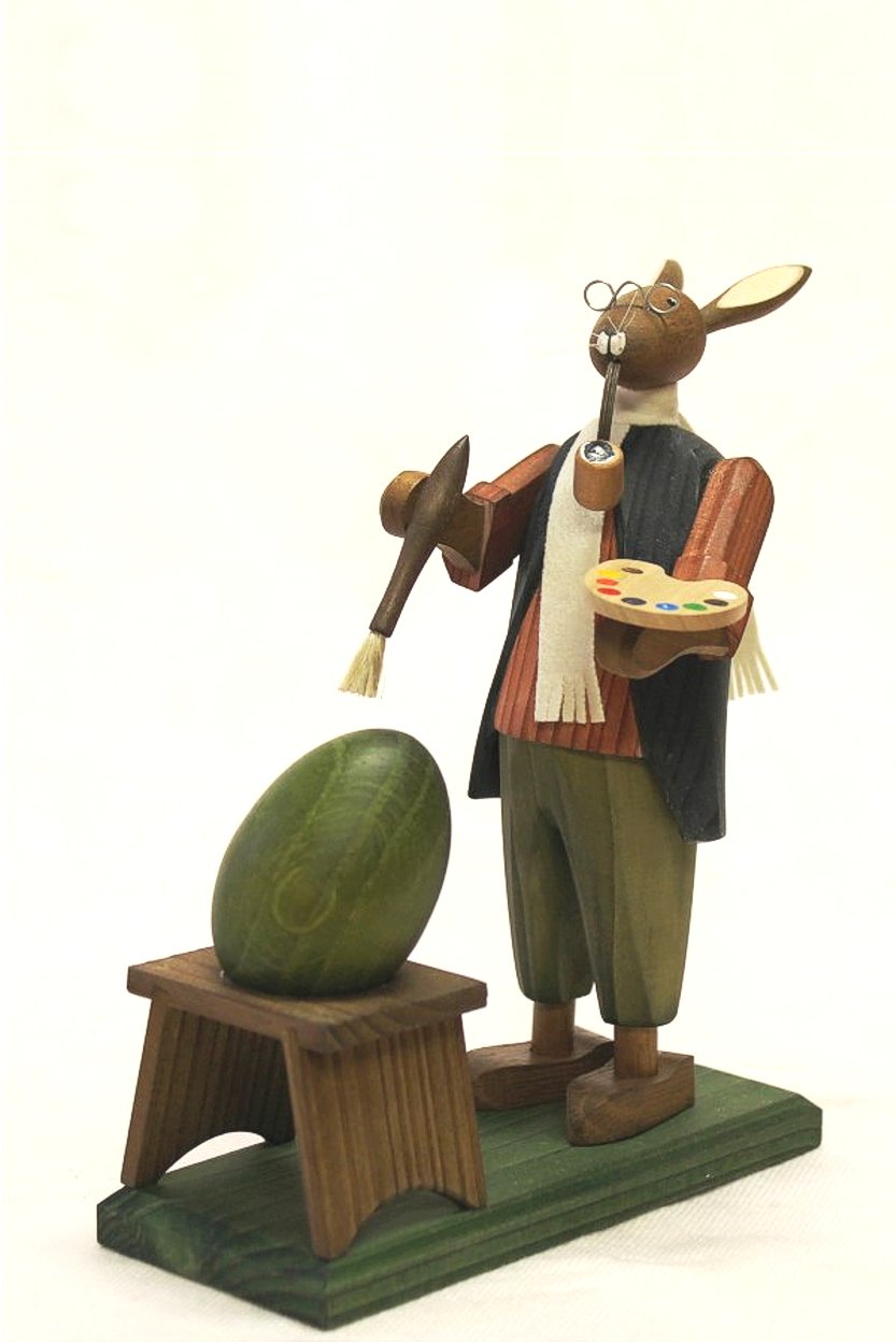 Osterhasengroßvater mit gr. Ei beim Bemalen 17cm - Fa. Steglich