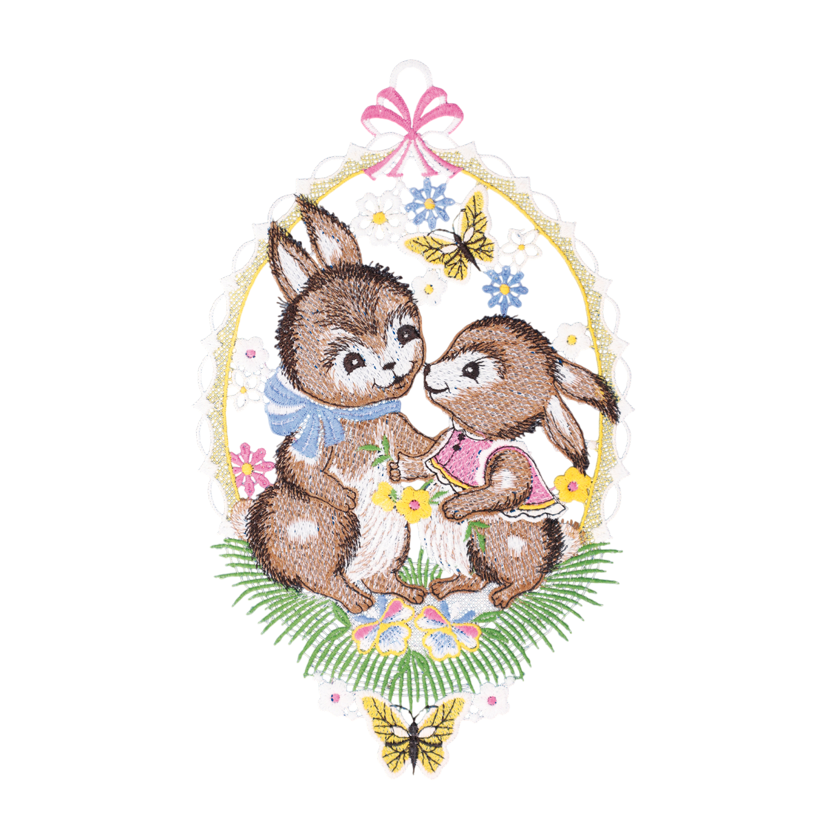 Fensterbild Hasenpaar - Plauener Spitze