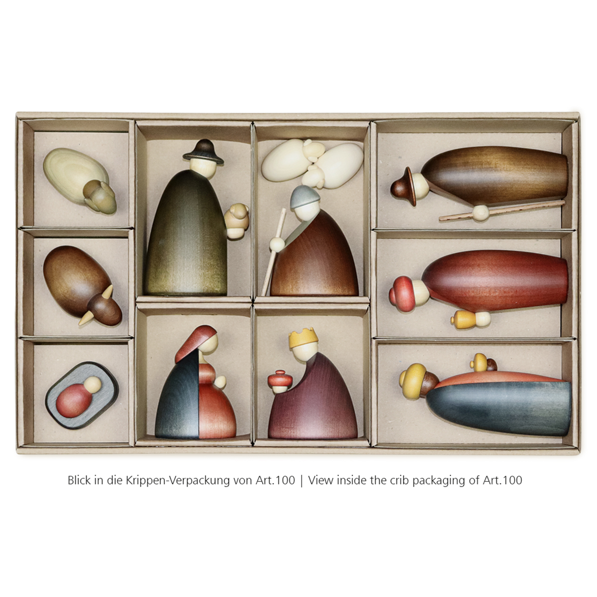 Krippenfiguren, 12-teilig, klein, farbig