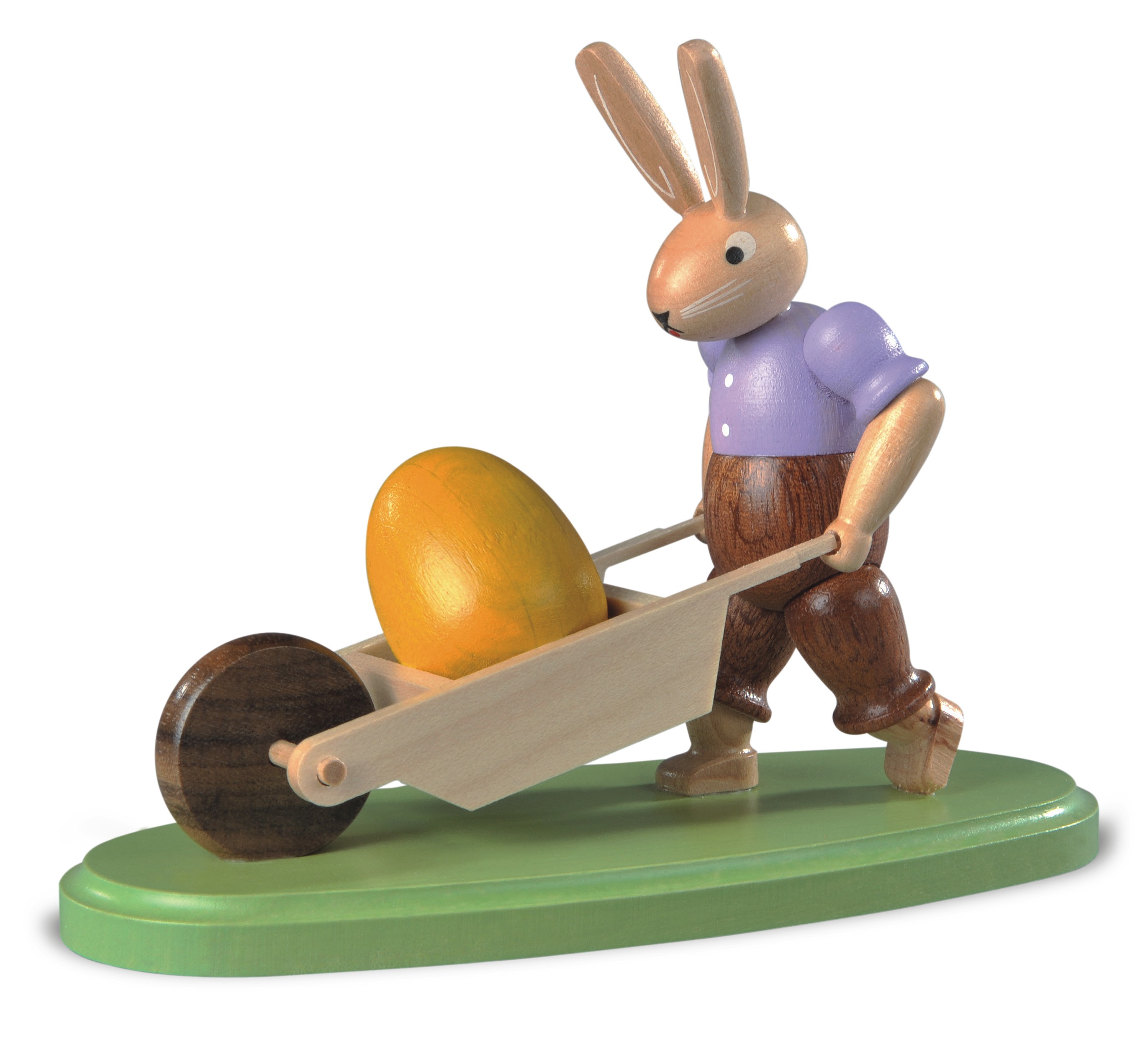 Hasen mit Schubkarre - farbig lasiert