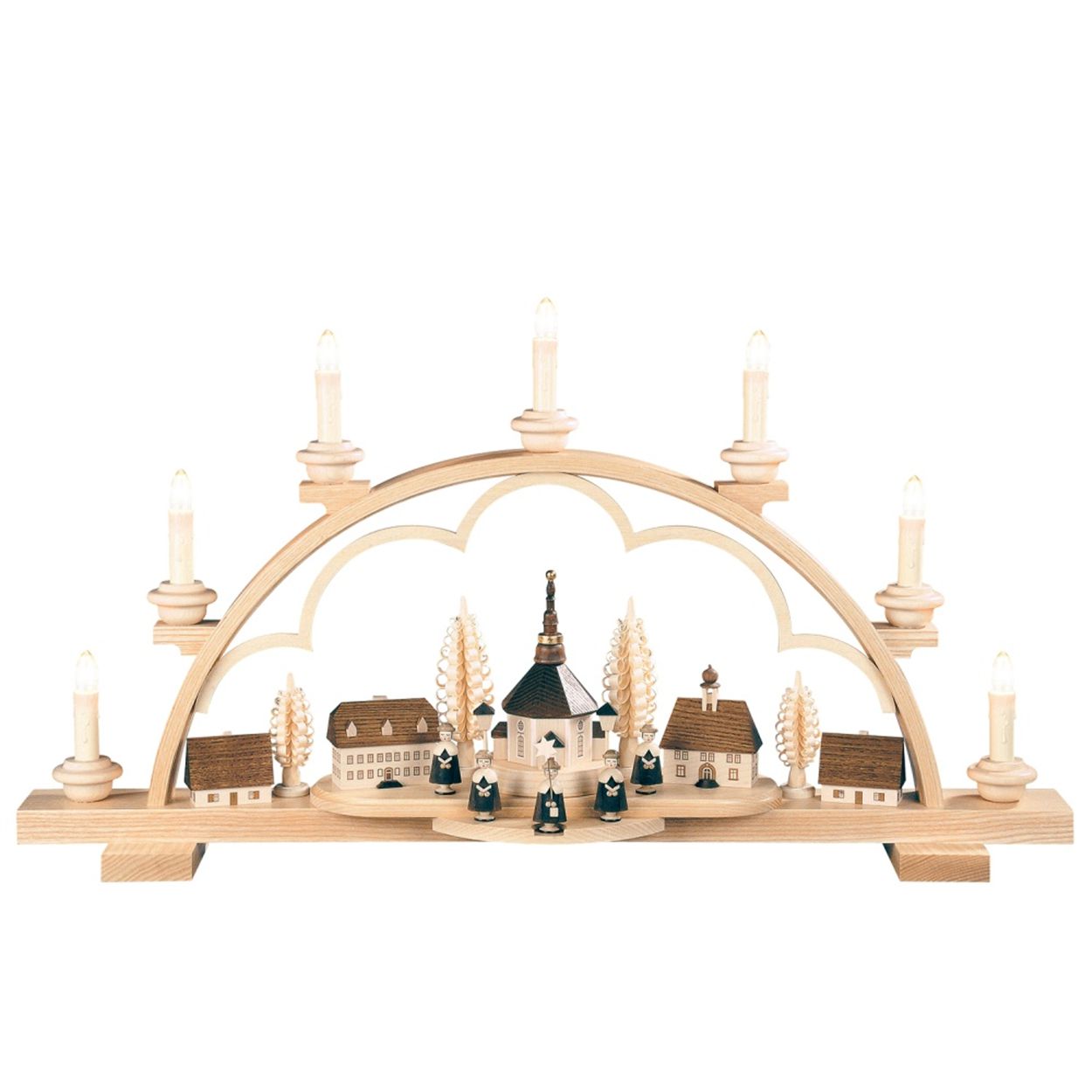 Schwibbogen Seiffner Dorf, elektr. beleuchtet - 65 cm