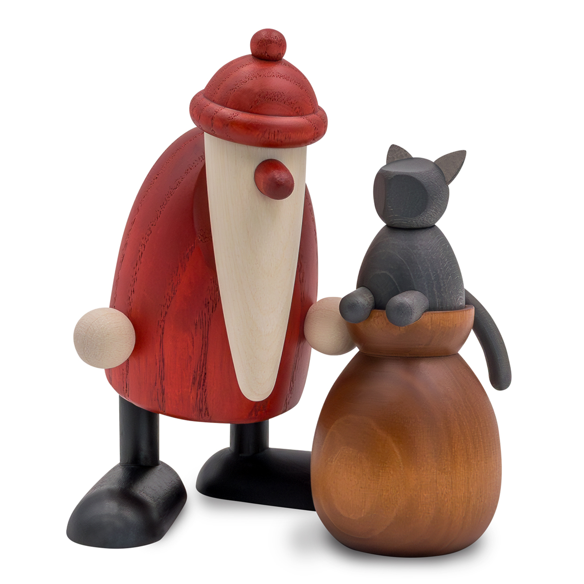 Weihnachtsmann mit Katze auf Sack - 9 cm - Björn Köhler