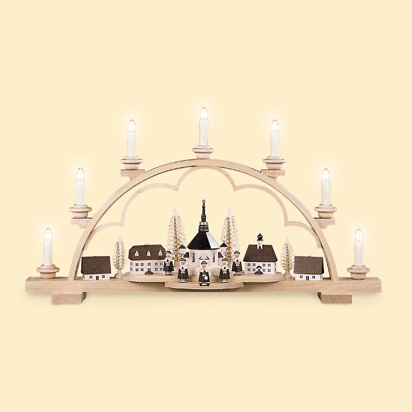 Schwibbogen Seiffner Dorf, elektr. beleuchtet - 65 cm