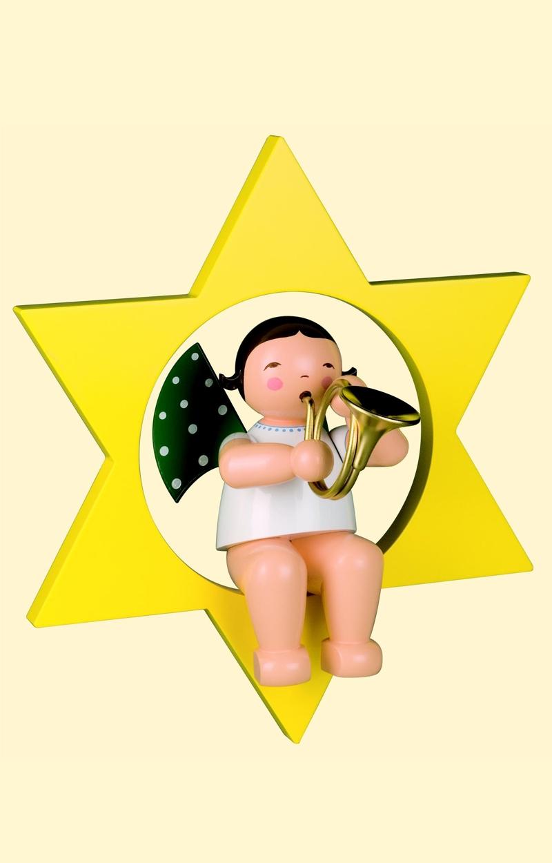 großer Engel von Wendt & Kühn - mit Waldhorn im Stern - groß großer Engel von Wendt & Kühn - mit Waldhorn im Stern - groß