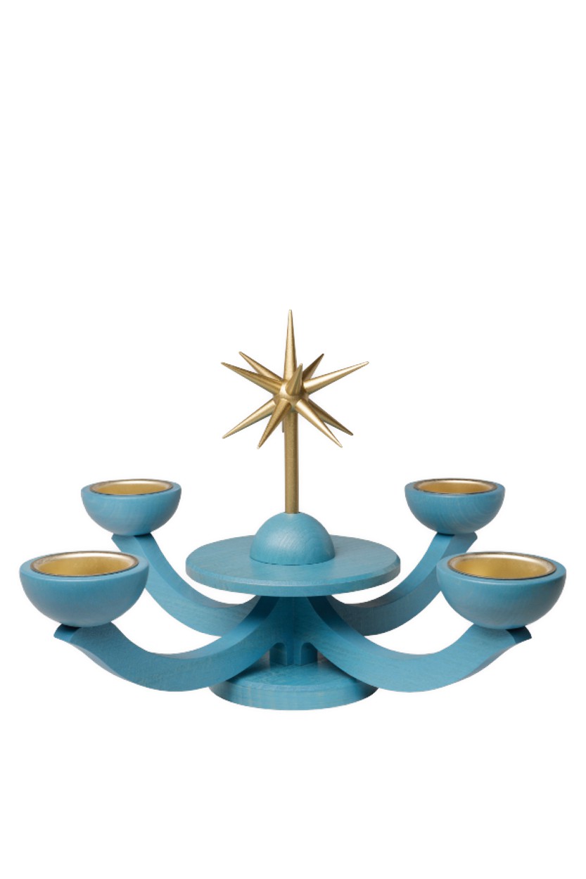 Adventsleuchter - blau für Teelichter ohne Engel - LEF 055T