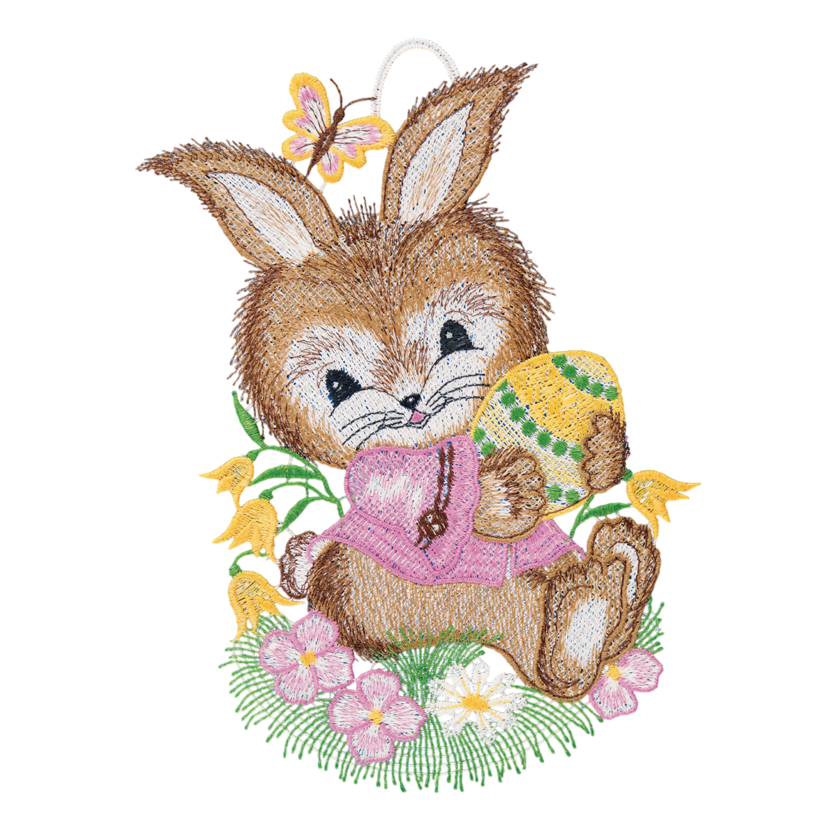 Fensterbild Hase mit Ei - Plauener Spitze