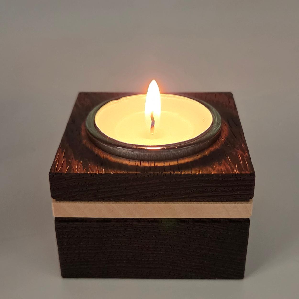 Teelichtleuchter - Wenge mit Ahorn