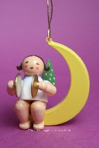 kleiner Christbaumengel von Wendt und Kühn - mit Becken im Mond kleiner Christbaumengel von Wendt und Kühn - mit Becken im Mond