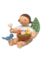 Grünhainichener Engel® - Engel mit Blumenkorb und Vogel, sitzend Wendt&Kühn Grünhainichener Engel® - Engel mit Blumenkorb und Vogel, sitzend Wendt&Kühn