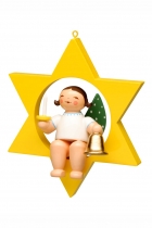 kleiner Christbaumengel von Wendt und Kühn - mit Glocke und Kerze im Stern kleiner Christbaumengel von Wendt und Kühn - mit Glocke und Kerze im Stern