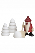 Set 4 - Weihnachtsmann mit Schneeschippe - 4 cm