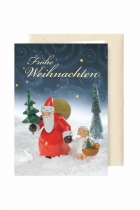 Grußkarte Frohe Weihnachten-Weihnachtsmann mit Umschlag - Wendt&Kühn