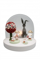 Kerzenhalter mit gläsernem Element und Flade-Figuren - komplett