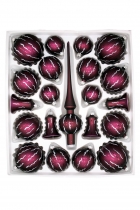 Sortiment 21tlg. Kugeln, Glocke, Spitze - aubergine Sortiment 21tlg. Kugeln, Glocke, Spitze - aubergine