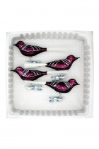 4 Vögel aubergine - Christbaumschmuck 4 Vögel aubergine - Christbaumschmuck