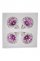 4 Reflexkugeln, 6 cm silber, innen aubergine 4 Reflexkugeln, 6 cm silber, innen aubergine