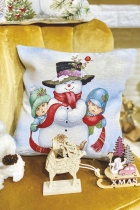 Kissenhülle - einseitig Design: snowman kids dog - 45x45 cm