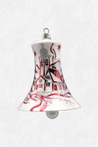 Glocke 10 cm - eisweiß - rot bemalt mit Landschaft Glocke 10 cm - eisweiß - rot bemalt mit Landschaft