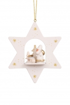 Baumbehang - Stern weiß Weihnachtsmann mit Schlitten Baumbehang - Stern weiß Weihnachtsmann mit Schlitten