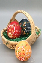 Details-3 Sorbische Ostereier blau/orange/rot Bossiertechnik Frohe Ostern