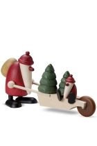 Weihnachtsmann mit Schubkarre und Kind - 7 cm - Björn Köhler